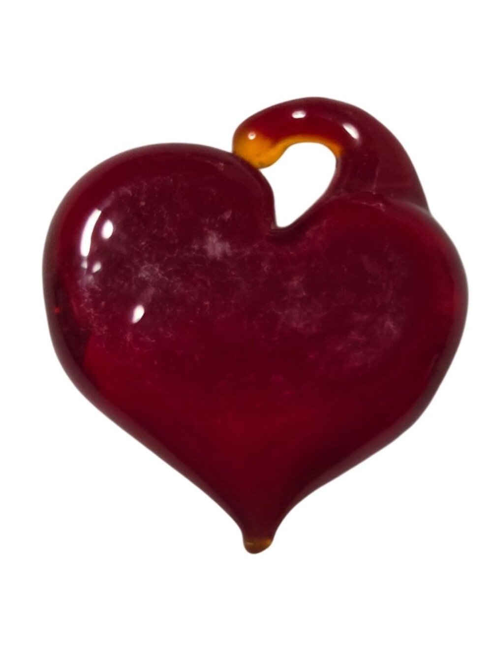 Red Glass Heart Pendant Charm Handmade for Jewelry Making Crafting Supplies DIY